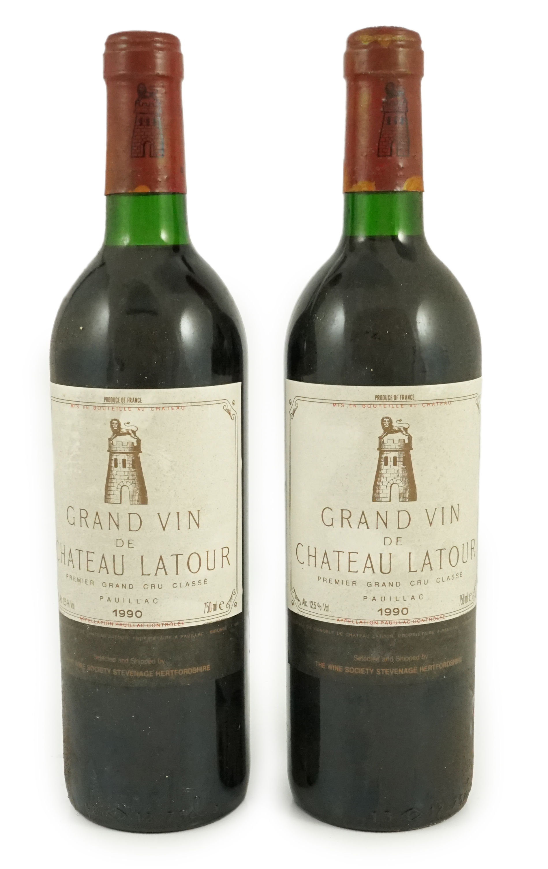 Two bottles of 75cl Grand Vin de Chateau Latour Premier Grand Cru Classé Pauillac, 1990